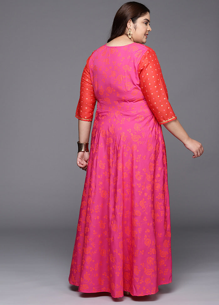 Pink Readymade Silk Indian Dress