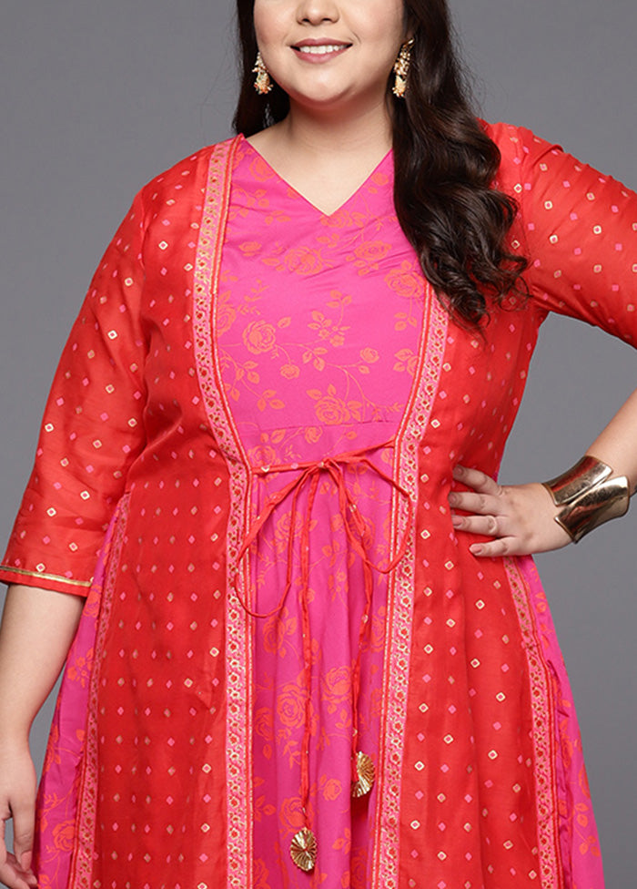 Pink Readymade Silk Indian Dress