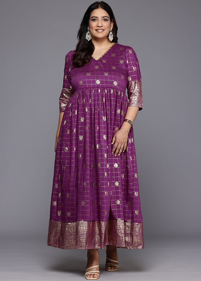 Purple Readymade Silk Indian Dress