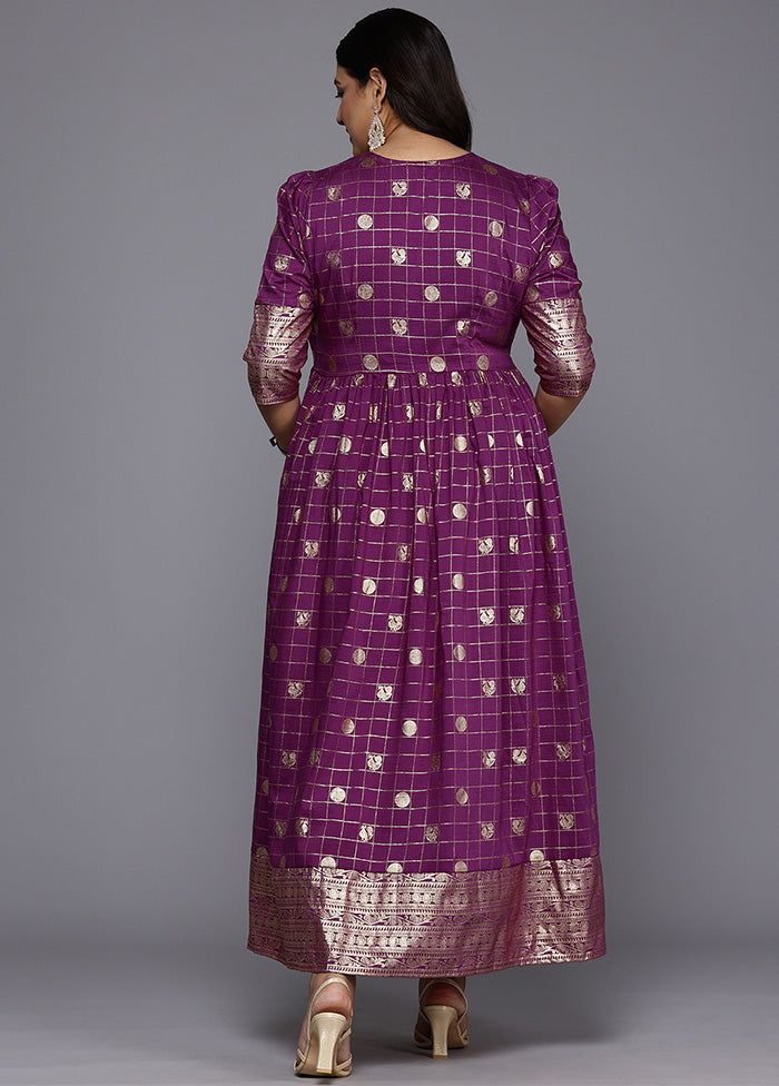 Purple Readymade Silk Indian Dress