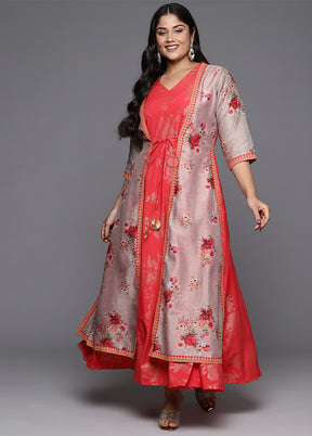 Red Readymade Silk Indian Dress