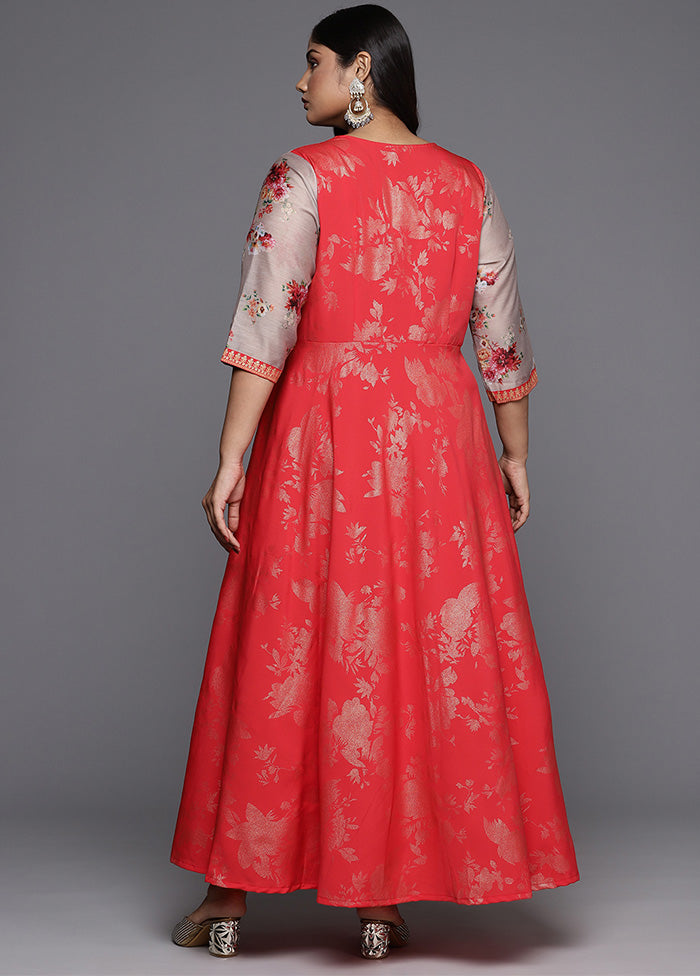 Red Readymade Silk Indian Dress