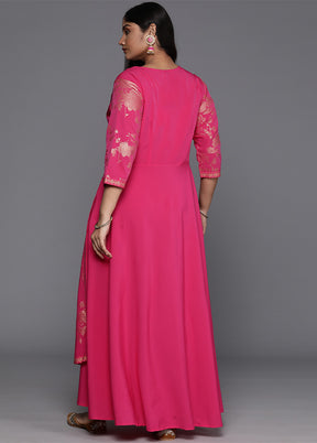 Pink Readymade Silk Indian Dress