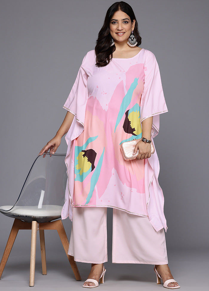 2 Pc Pink Readymade Silk Kurti Set