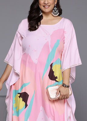 2 Pc Pink Readymade Silk Kurti Set