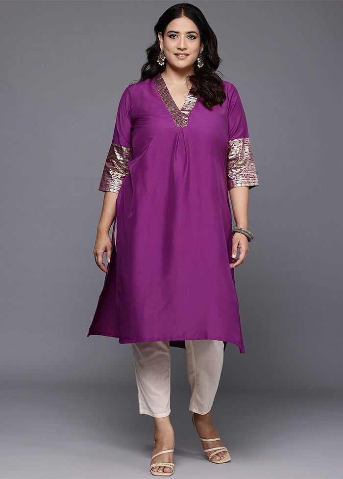 Purple Readymade Silk Kurti