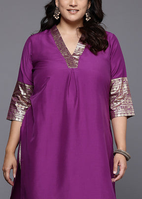 Purple Readymade Silk Kurti