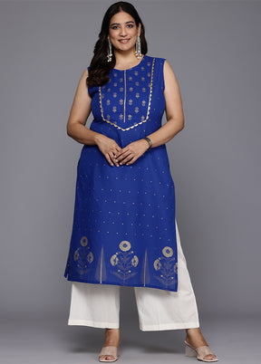 Blue Readymade Cotton Kurti