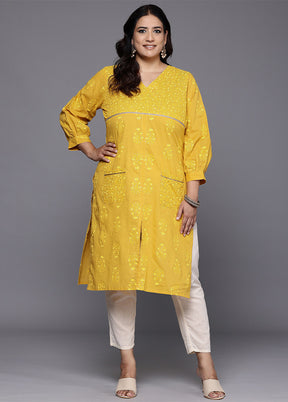 Mustard Readymade Cotton Kurti