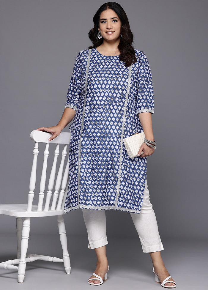 Blue Readymade Cotton Kurti