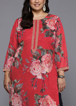 Red Readymade Georgette Kurti