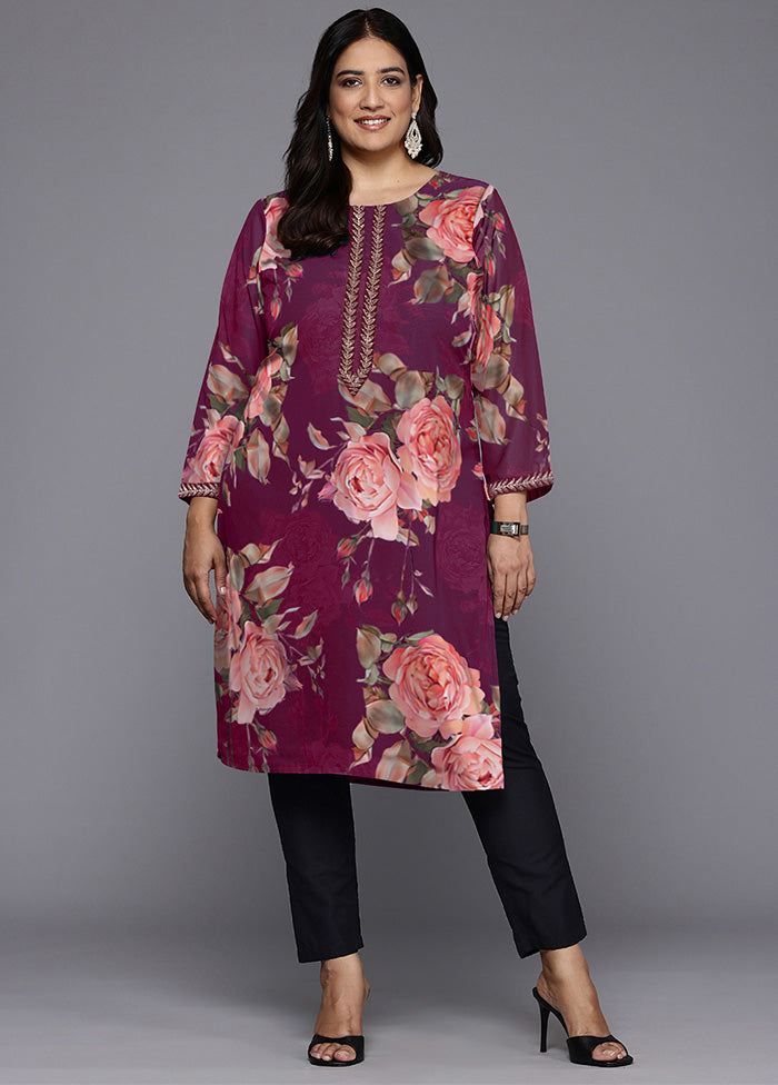 Purple Readymade Georgette Kurti