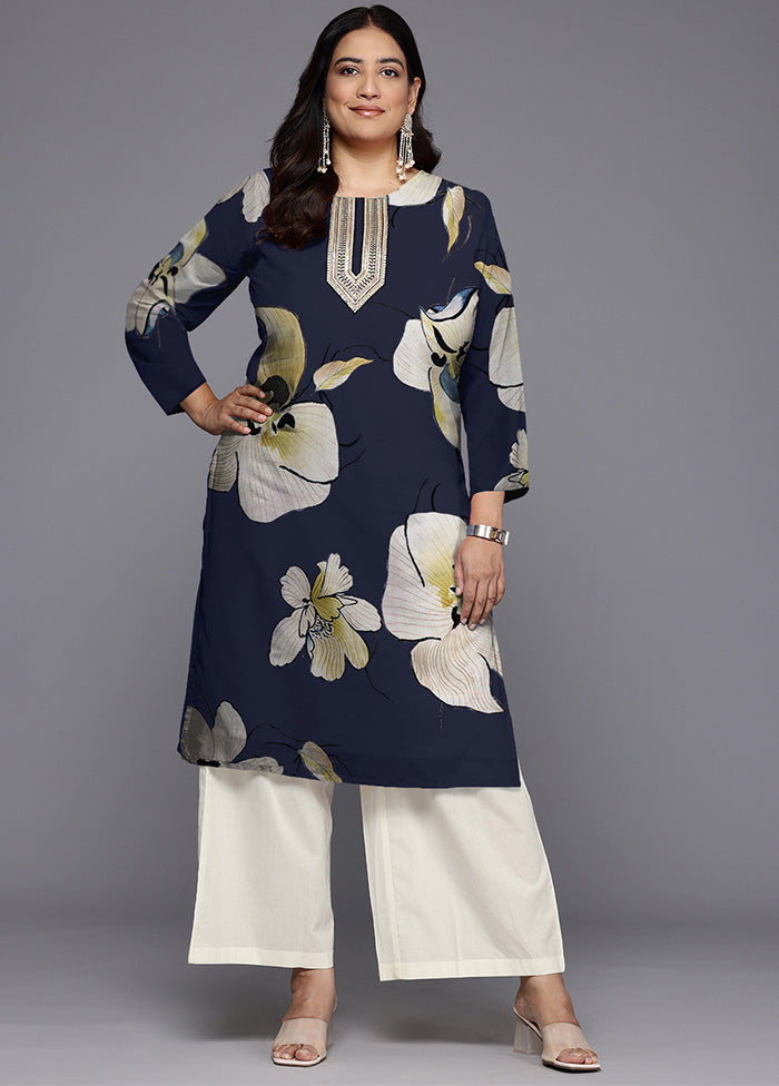 Navy Blue Readymade Georgette Kurti