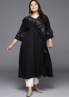 Black Readymade Silk Kurti