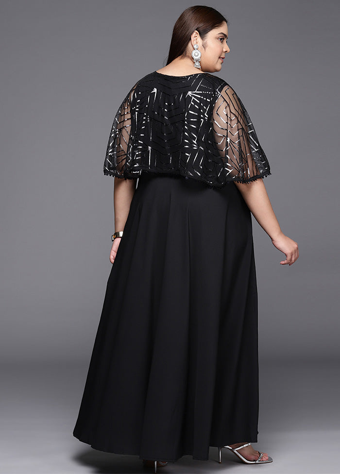 Black Readymade Net Indian Dress