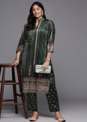 2 Pc Green Readymade Velvet Kurti Set