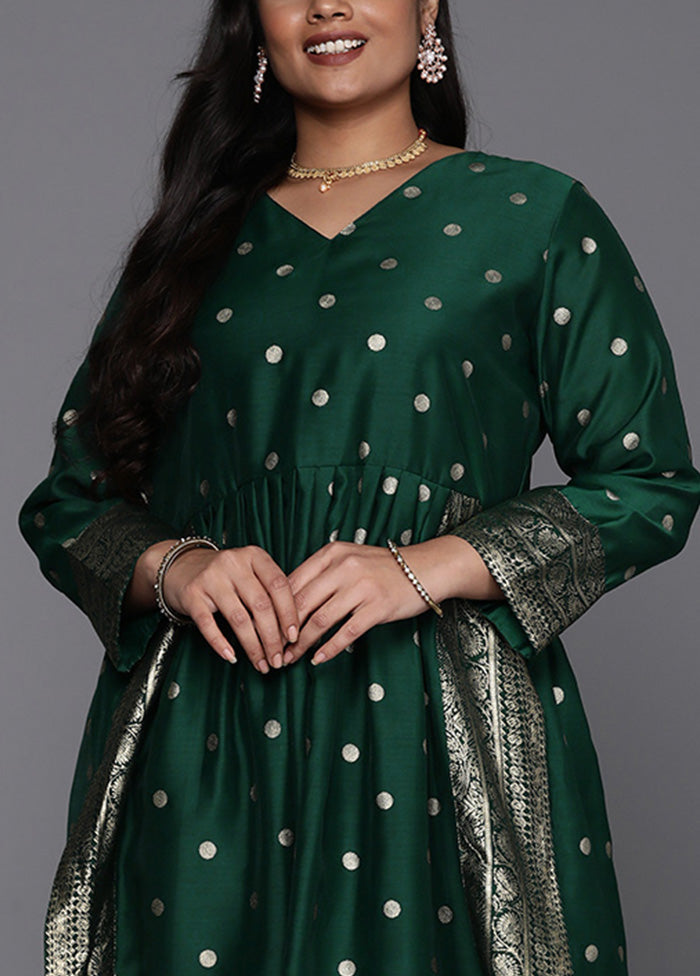 2 Pc Green Readymade Chanderi Kurti Set