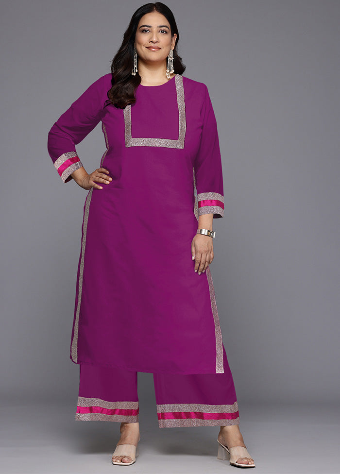 2 Pc Purple Readymade Silk Kurti Set