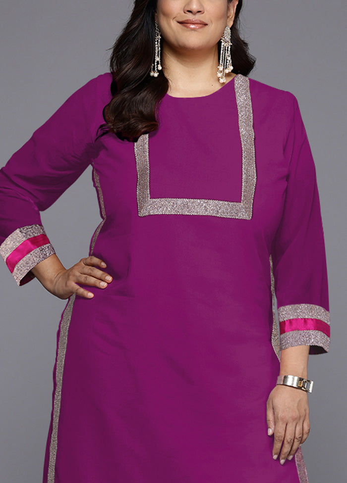 2 Pc Purple Readymade Silk Kurti Set