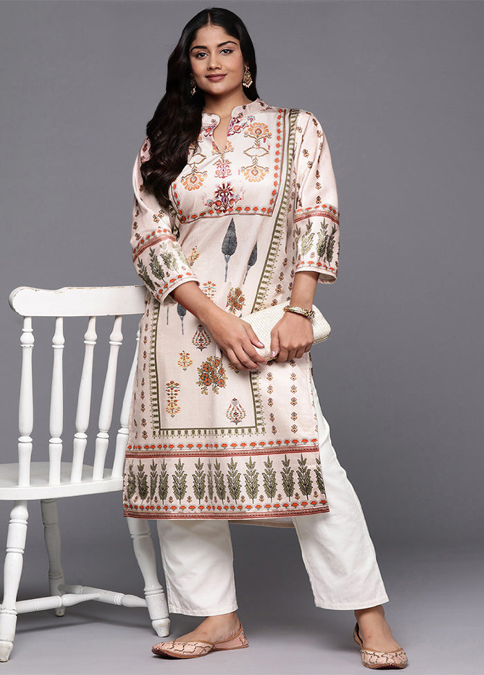 Cream Readymade Velvet Kurti