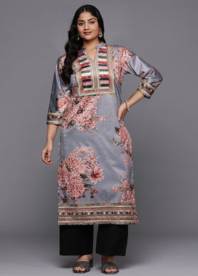 Grey Readymade Velvet Kurti