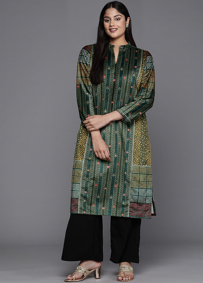 Green Readymade Velvet Kurti