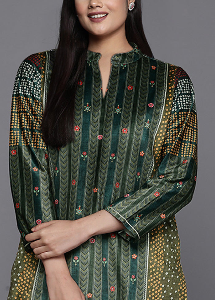 Green Readymade Velvet Kurti