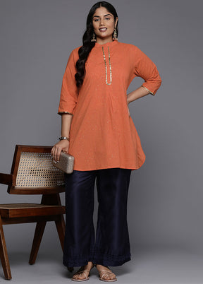 Orange Readymade Cotton Kurti