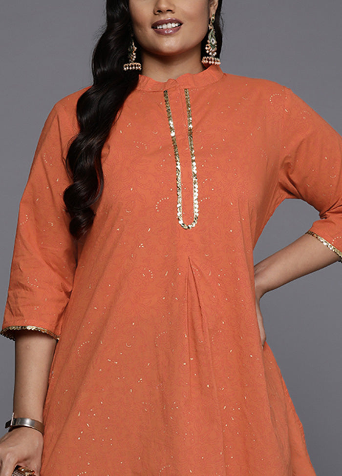 Orange Readymade Cotton Kurti