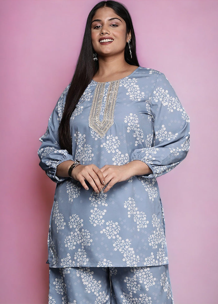 Grey Readymade Silk Kurti