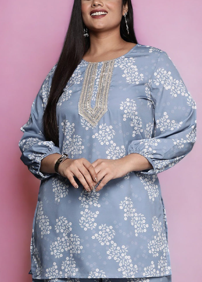 Grey Readymade Silk Kurti