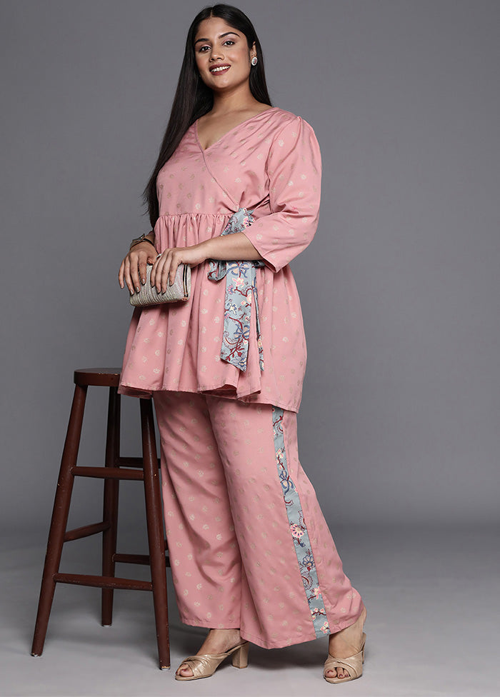 2 Pc Pink Readymade Rayon Kurti Set