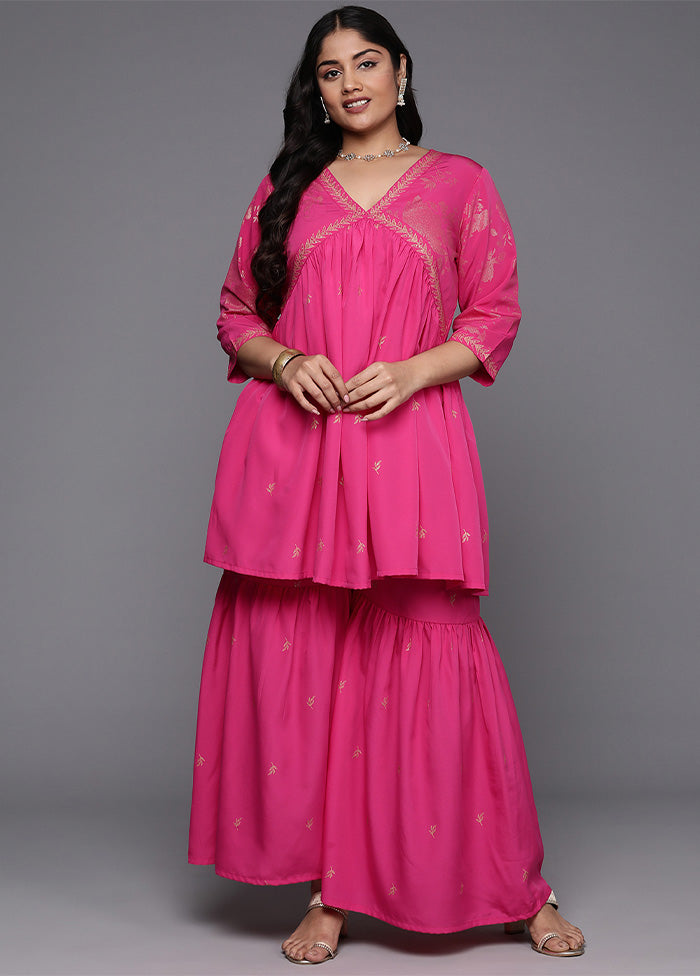 2 Pc Pink Readymade Silk Kurti Set