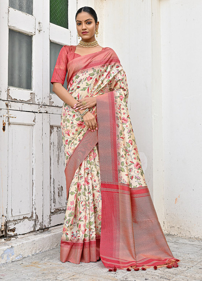 Yellow Banarasi Silk Saree With Blouse Piece