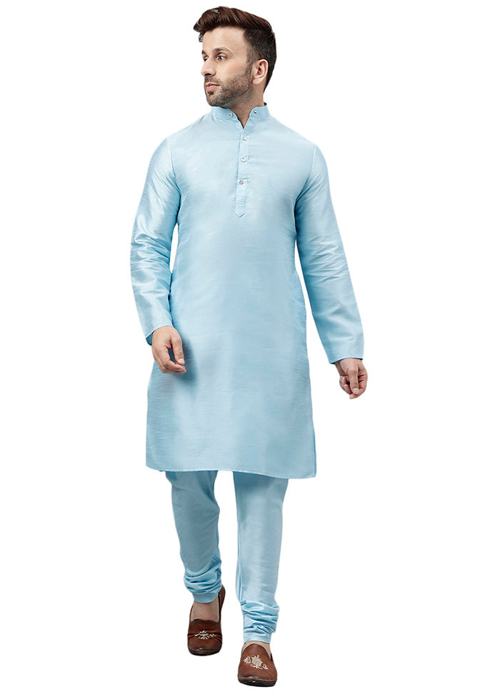 Aqua Dupion Silk Solid Kurta