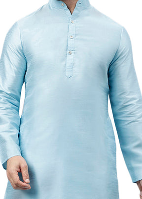 Aqua Dupion Silk Solid Kurta