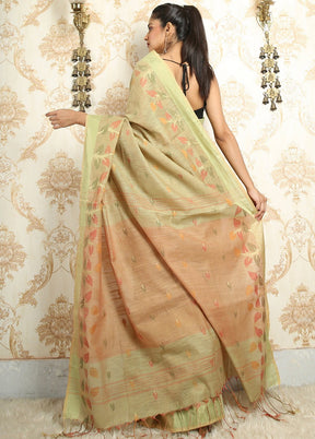Beige Handwoven Cotton Silk Saree With Blouse - Indian Silk House Agencies
