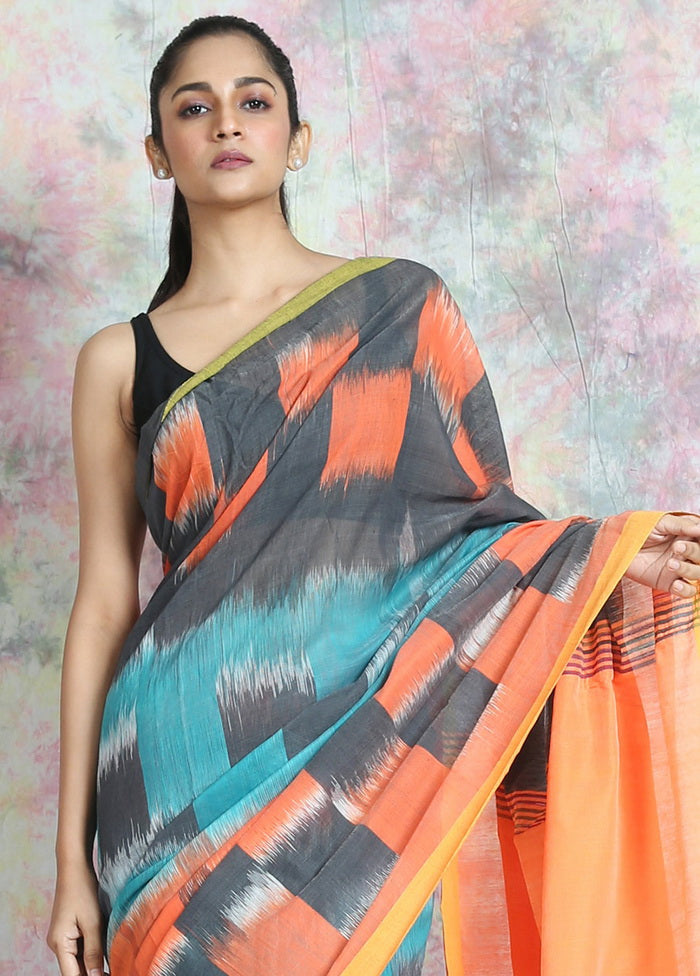 Sky Blue Woven Cotton Silk Saree With Blouse - Indian Silk House Agencies