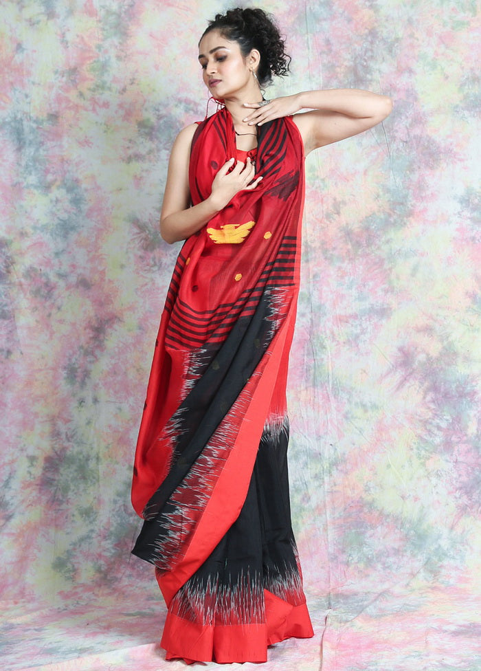 Black Woven Cotton Silk Saree With Blouse - Indian Silk House Agencies