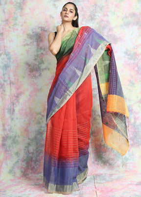Pink Handwoven Cotton Silk Saree With Blouse - Indian Silk House Agencies