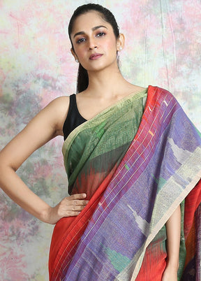 Pink Handwoven Cotton Silk Saree With Blouse - Indian Silk House Agencies