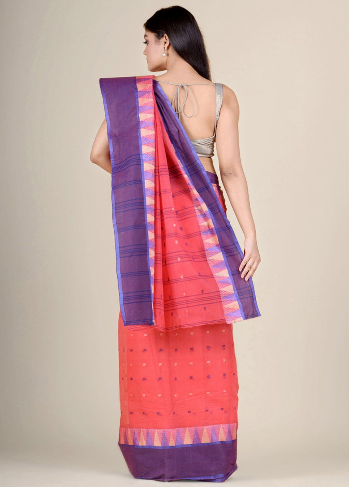 Coral Tant Jamdani Pure Cotton Saree Without Blouse Piece - Indian Silk House Agencies