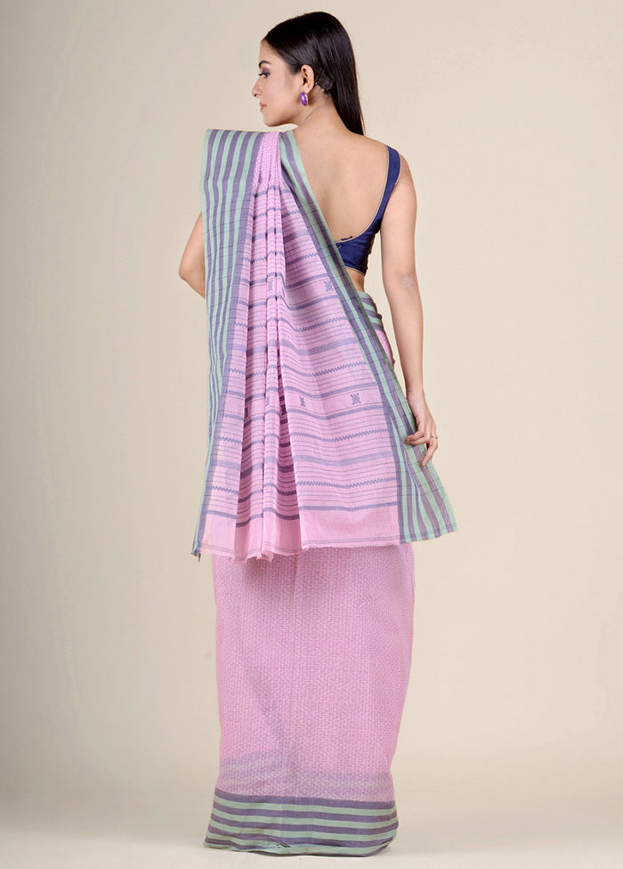 Pink Woven Tant Jamdani Pure Cotton Saree Without Blouse Piece - Indian Silk House Agencies