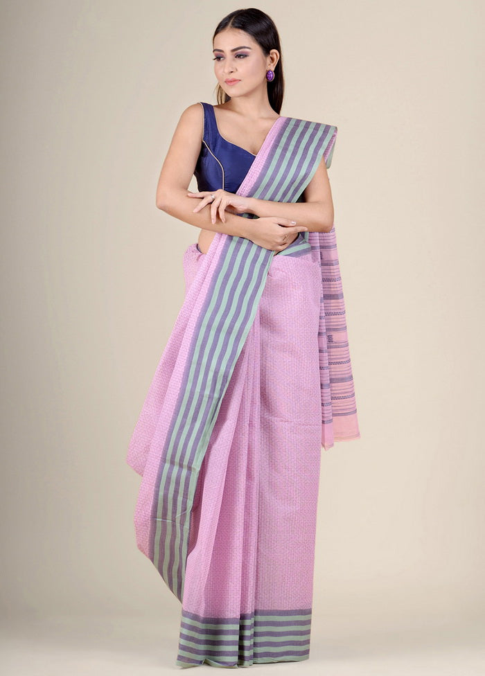 Pink Woven Tant Jamdani Pure Cotton Saree Without Blouse Piece - Indian Silk House Agencies