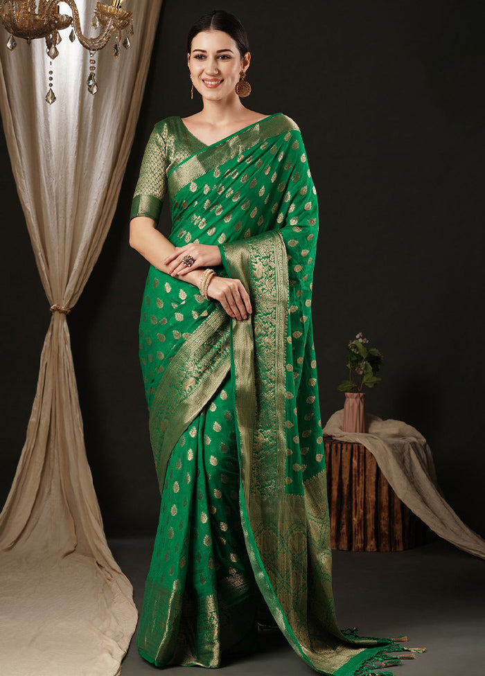 Green Georgette Saree With Blouse Piece