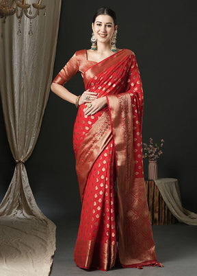 Red Georgette Saree With Blouse Piece