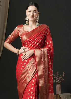 Red Georgette Saree With Blouse Piece