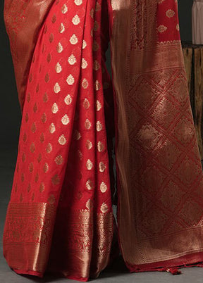 Red Georgette Saree With Blouse Piece