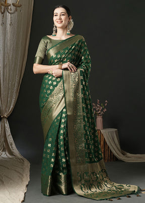 Green Georgette Saree With Blouse Piece