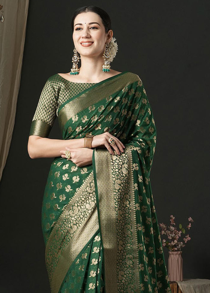 Green Georgette Saree With Blouse Piece